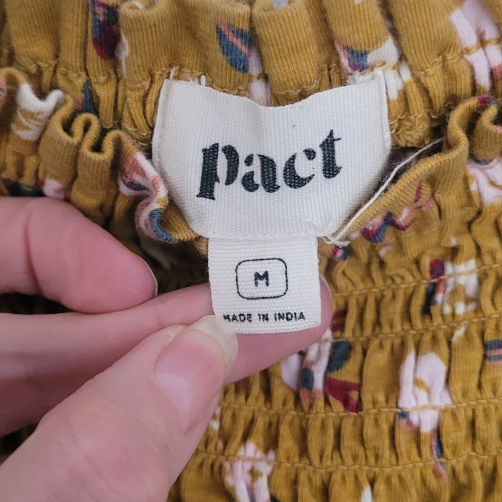 Pact Floral Mustard Jumpsuit M - Picture 2 of 5